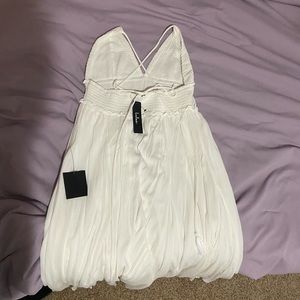 Essentially Elegant White Sleeveless Backless Midi Dress